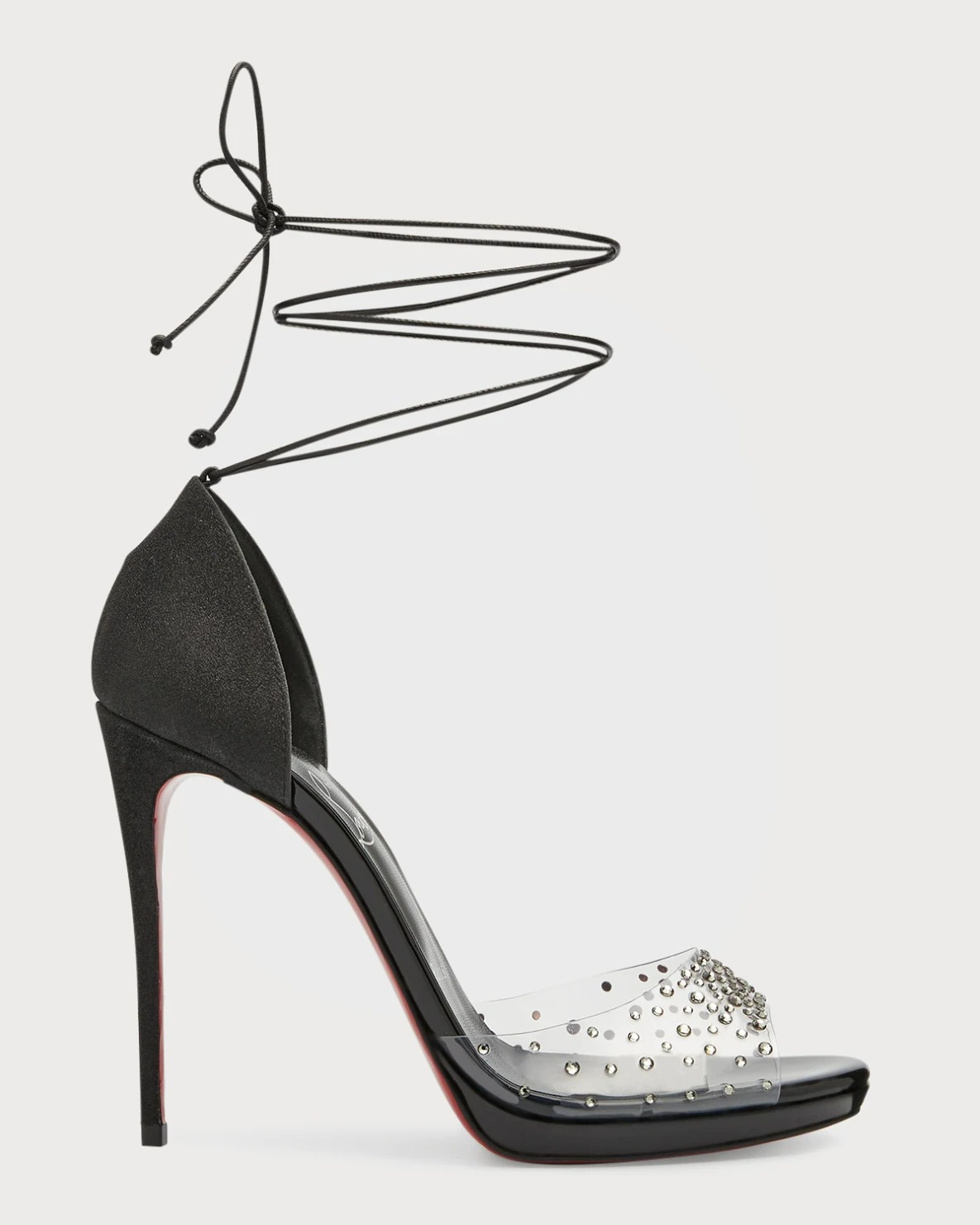 Christian Louboutin Degratina Crystal Ankle-Tie Red Sole Sandals