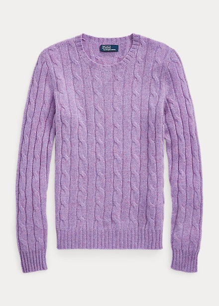 Polo Ralph Lauren Cable-Knit Cashmere Sweater - Wisteria Melange