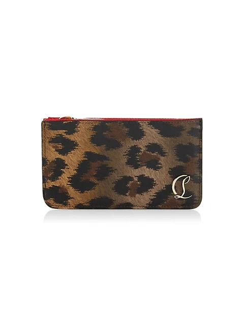 Christian Louboutin Loubi54 Leopard-Print Leather Card Holder
