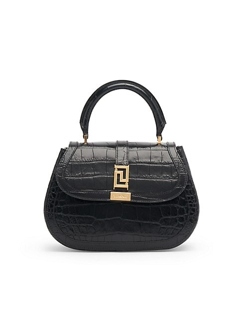 Versace Medium Crocodile-Embossed Leather Top-Handle Bag