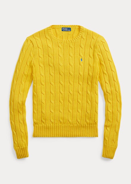 Polo Ralph Lauren Cable-Knit Cotton Crewneck Sweater - Trainer Yellow-0