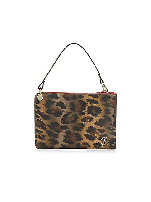 Christian Louboutin Leopard-Print Leather Zip Pouch