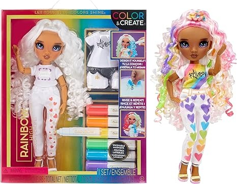Rainbow High Color & Create Fashion DIY Doll with Washable Rainbow Markers-0
