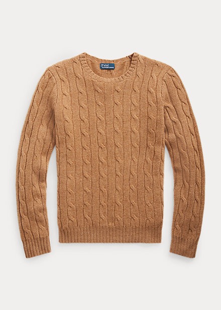 Polo Ralph Lauren Cable-Knit Cashmere Sweater - Camel Melange-0