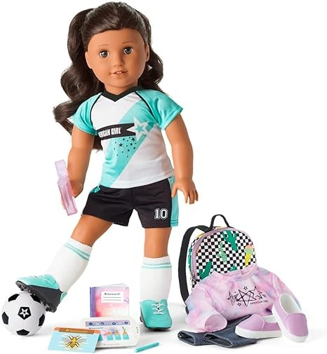 American Girl Truly Me 18 Inch Doll 82 & School Day to Soccer Play Playset with Supplies-0