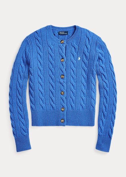 Polo Ralph Lauren Cable-Knit Wool-Cashmere Cardigan - New England Blue