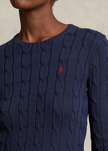 Polo Ralph Lauren Cable-Knit Cotton Crewneck Sweater - Hunter Navy-2