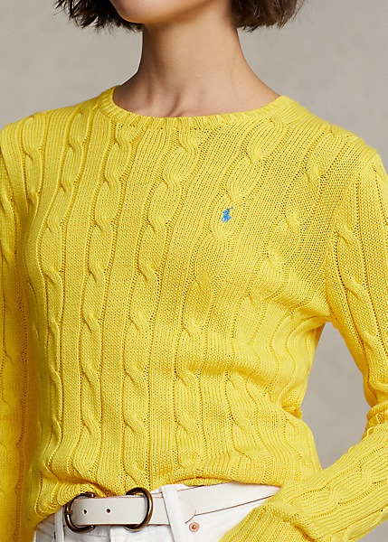 Polo Ralph Lauren Cable-Knit Cotton Crewneck Sweater - Trainer Yellow-2