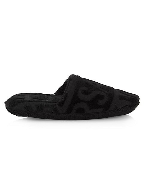 Versace Terry Jacquard Logo On Repeat Slippers - Black