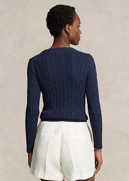 Polo Ralph Lauren Cable-Knit Cotton Crewneck Sweater - Hunter Navy-1